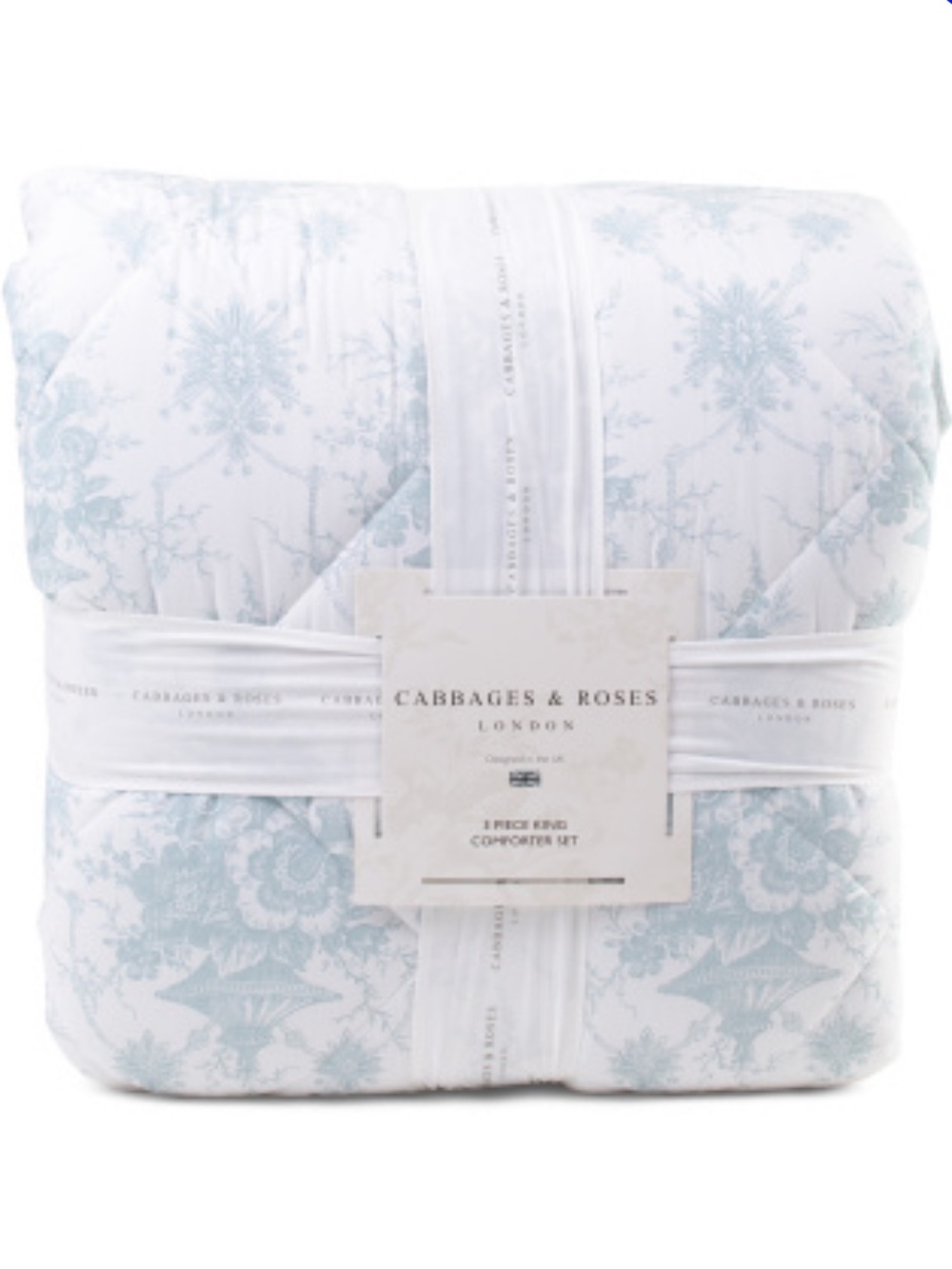 CABBAGES & ROSES Floral 3 Piece Comforter Set